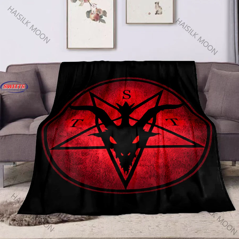 Demon Goat Head Blanket-Cozy Soft Blanket for Mens Portable Blanket for Couch, Multi-Size, Warm Present for Birthday, Christmas