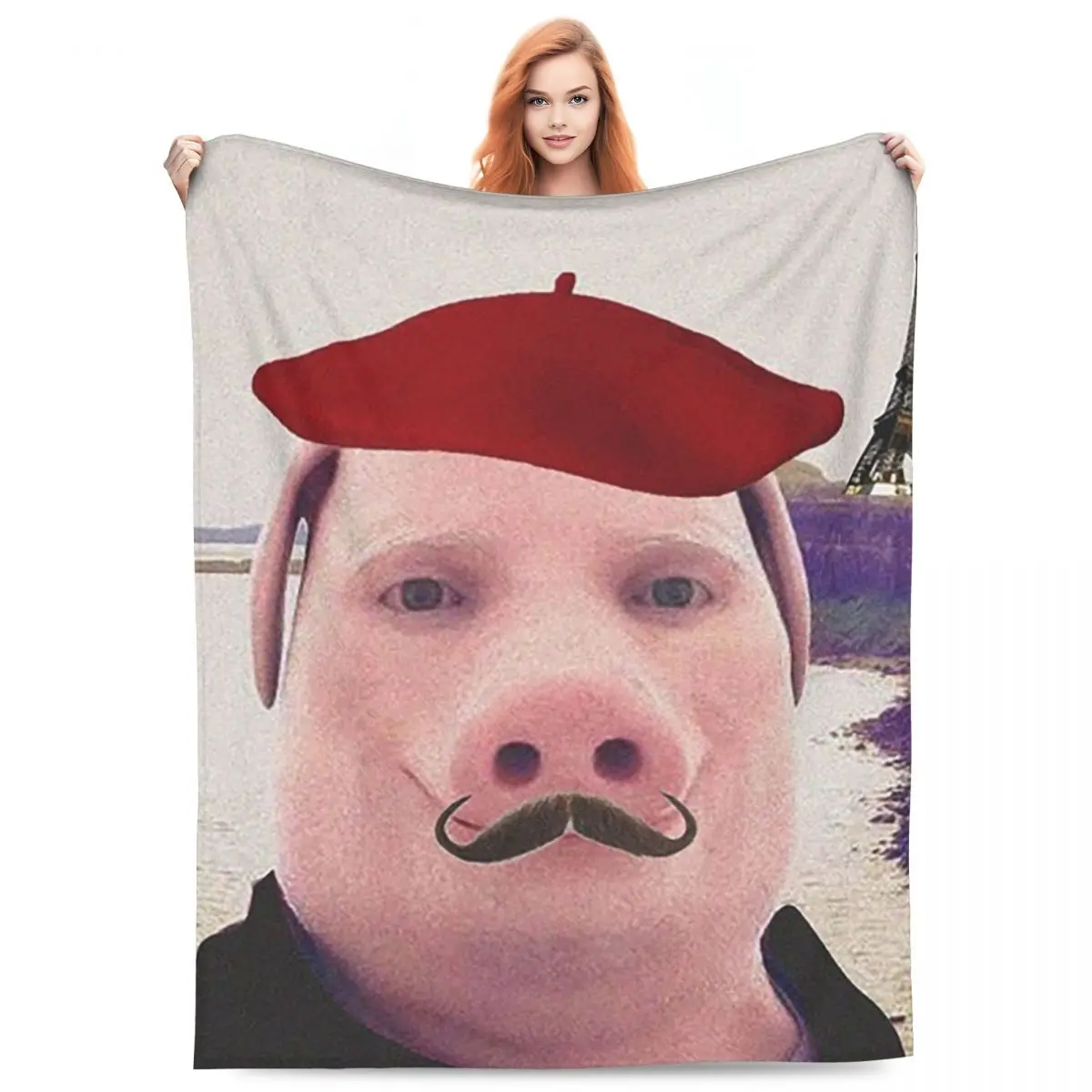 Jean Pork French John Pork Meme Decke, weiche, warme Flanell-Überwurfdecke, Tagesdecke für Bett, Wohnzimmer, Picknick, Reisen, Zuhause, Sofa