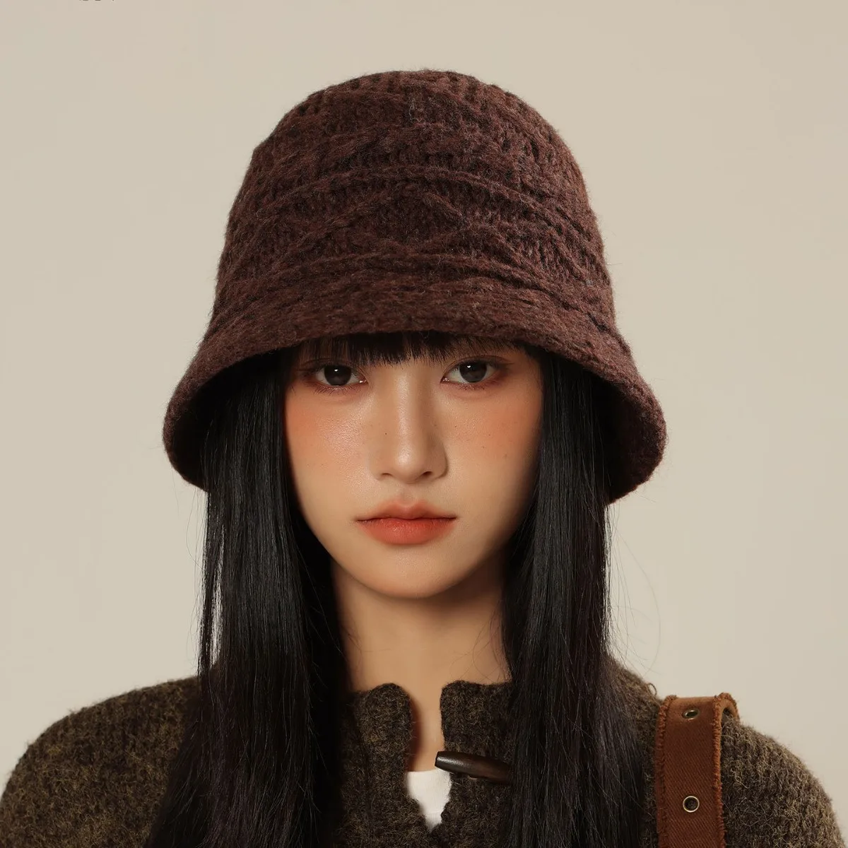 

Women's Bucket Hat Knitted Fisherman Cap Autumn Winter Hats For Women Solid Color Casual Foldable Bob New