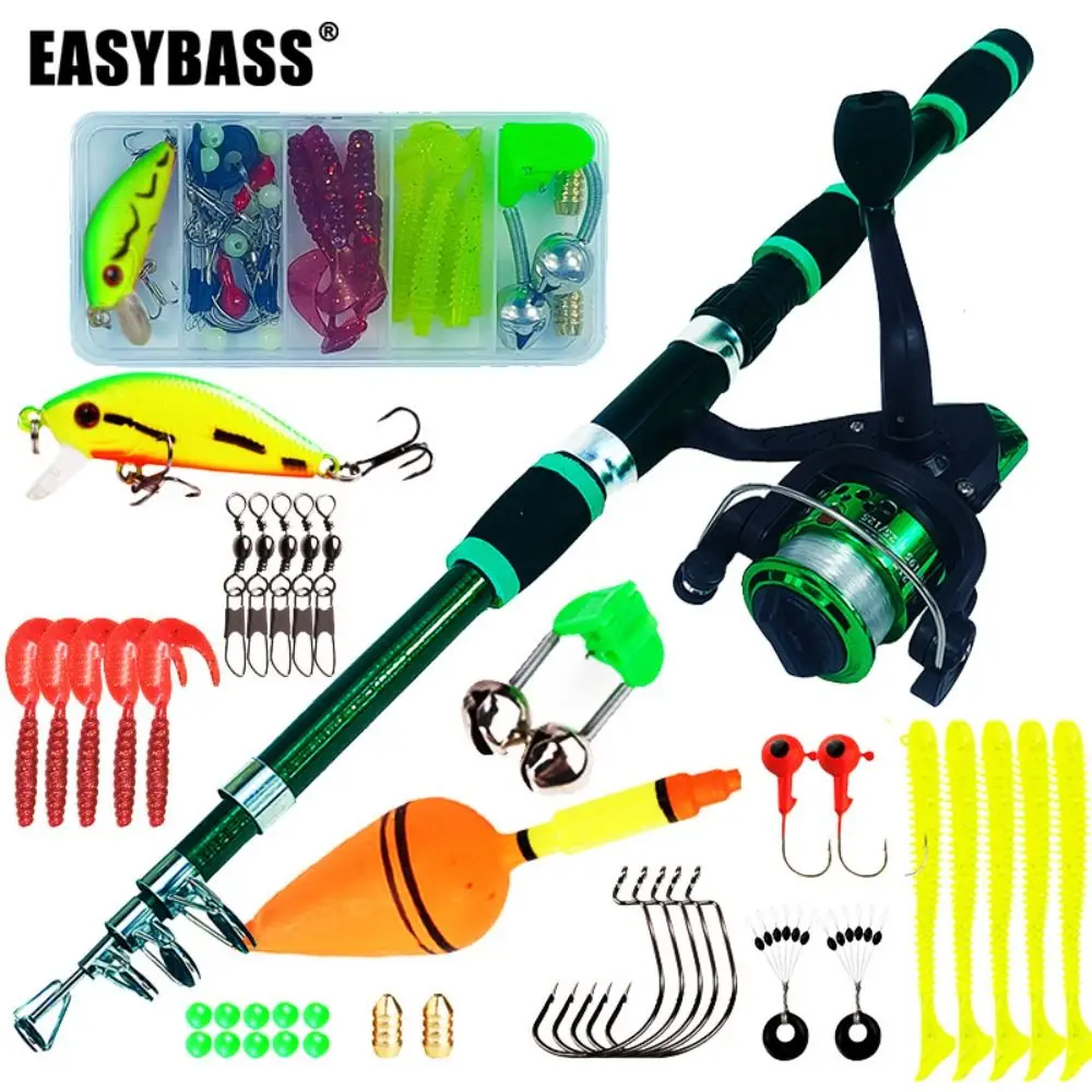 

1.8M Telescopic Fishing Rod Full Kits Spincast Fishing Reel Fishing Pole Fishing Rod Reel Set Hooks Carbon Fibre