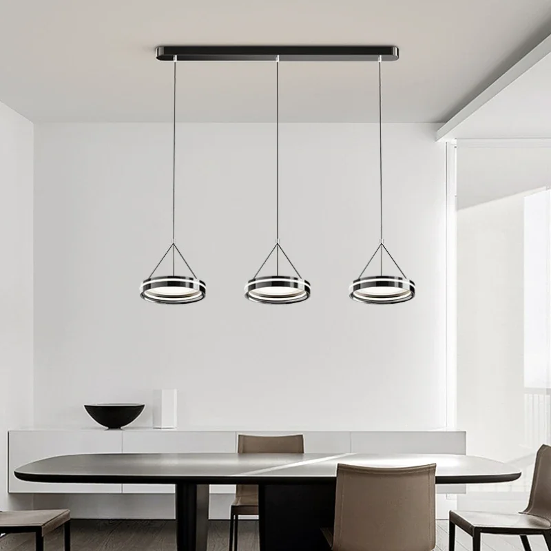 

SANDYHA современный минималистичный светодиодный подвесной светильник, люстра, железная полоса, стильный светильник для гостиной, столовой, кухни, акцент