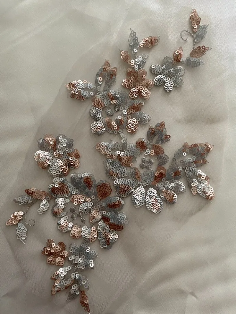 Gray Sequin Embroidered Mesh Flower Patches Diy Clothing Decoration Sew On Or Iron On Applique For Jackets Jeans Bags And Dress