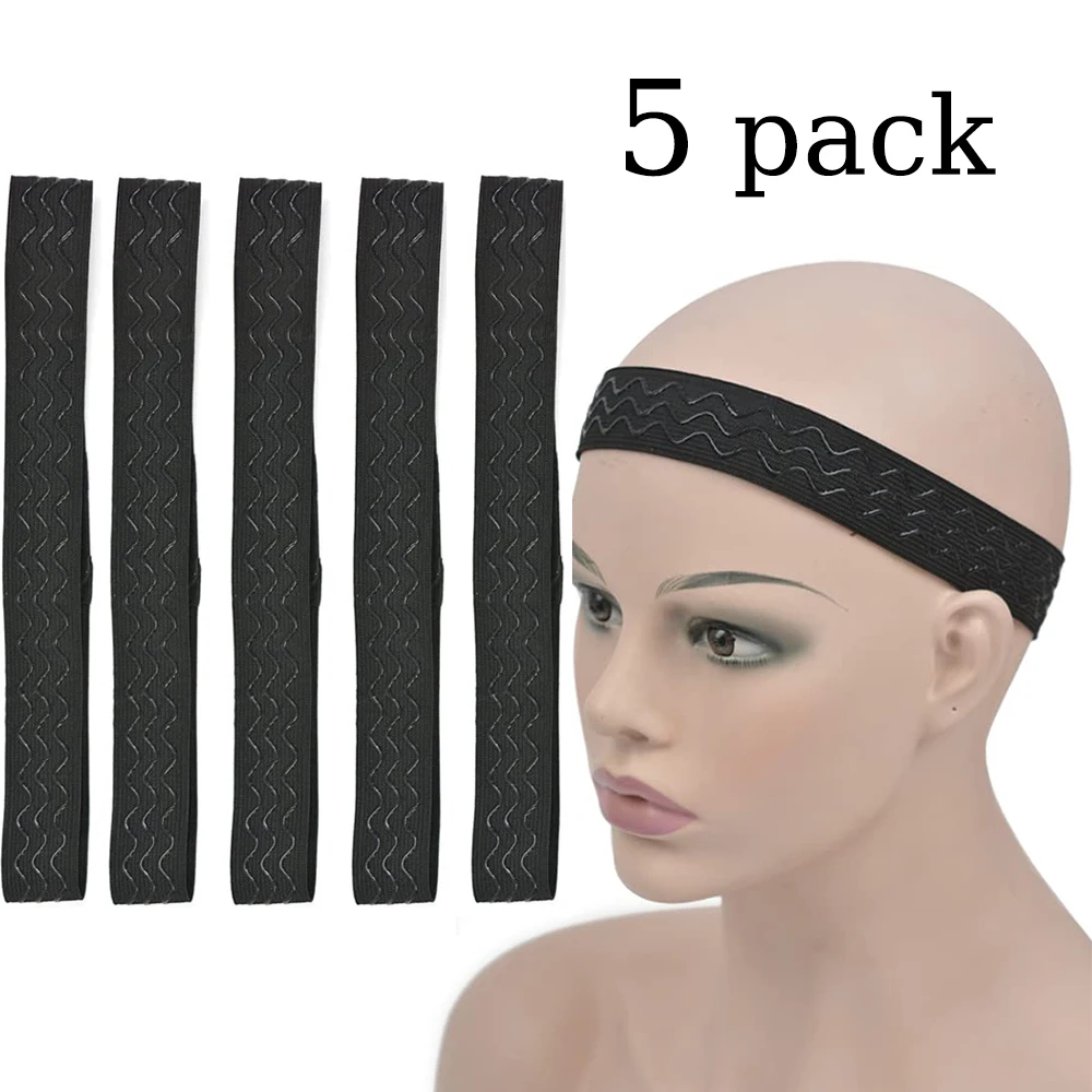 3/5/10pcs wig elastic adjustable headband, glue-proof anti-slip fixing band, non-stick wave-shaped silicone hair grip belt
