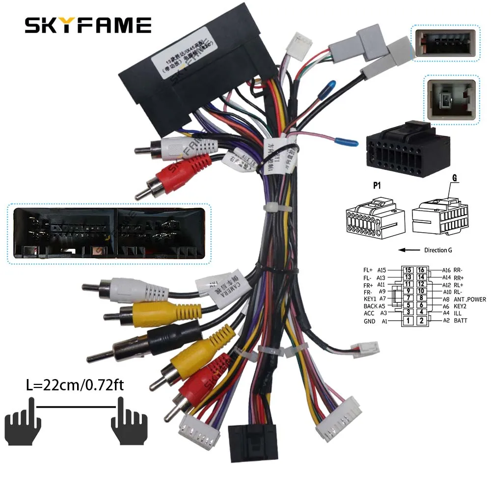 SKYFAME 16Pin Car Wiring Harness Adapter Canbus Box Decoder Android Power Cable For Hyundai Santafe IX45 G-RZ-HYK63/HYK64