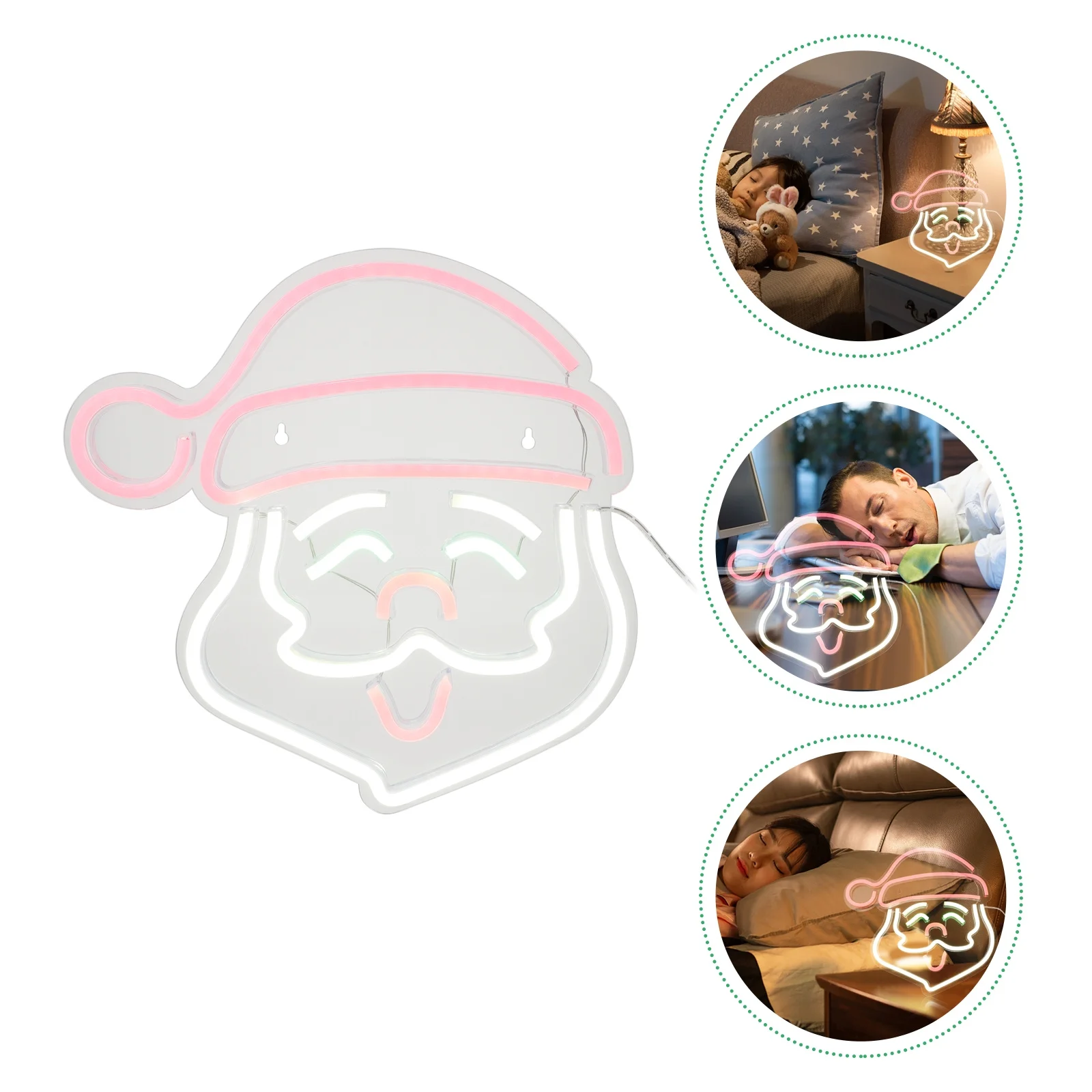 علامة نيون LED على شكل سانتا تعمل بمنفذ USB، ضوء متين يدوم طويلاً، لا يوجد حرارة بعد استخدام ضوء النيون لفترة طويلة