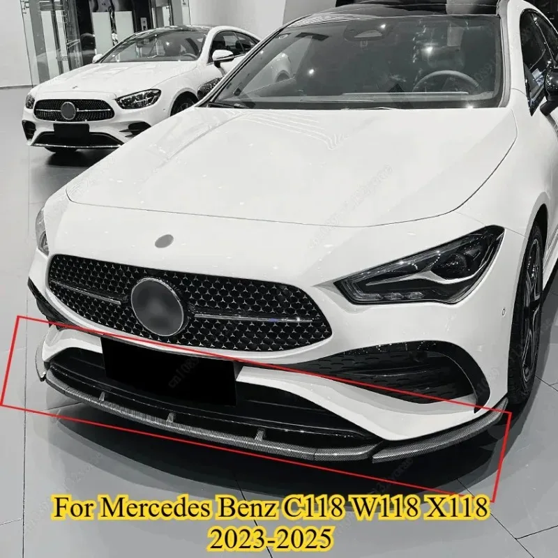 Glossy Black for Mercedes Benz C118 W118 X118 CLA 200 CLA35 CLA45 2023-2025 Front Bumper Lip Splitter Diffuser Spoiler Guard