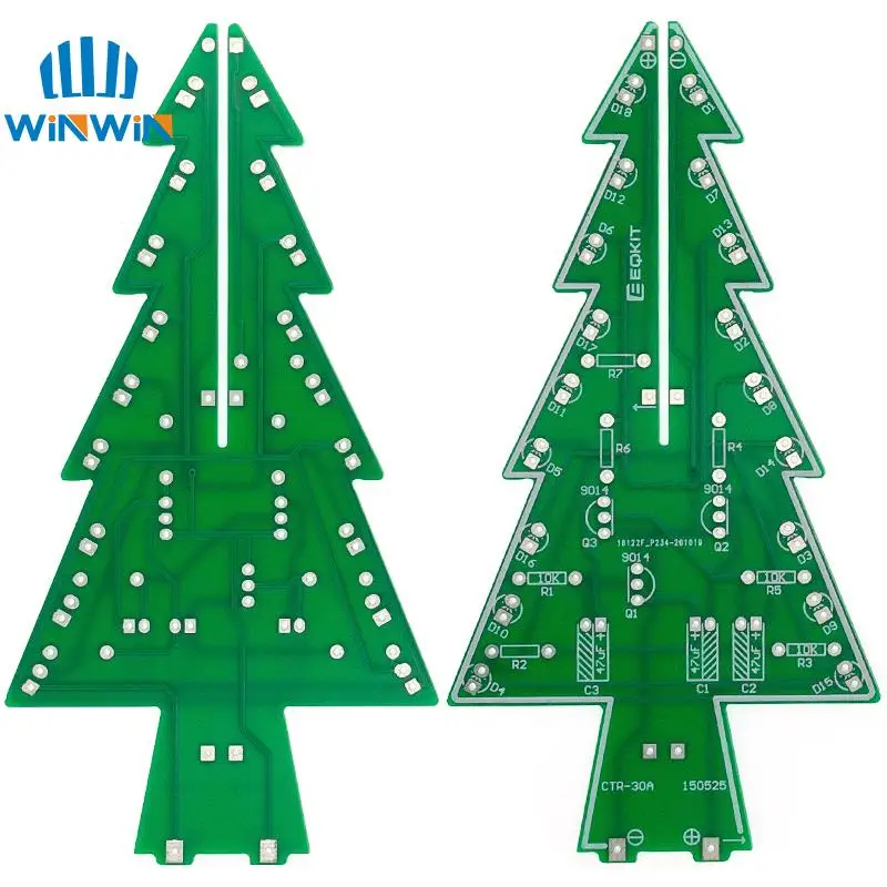 Three-Dimensional 3D Christmas Tree LED DIY Kit Red/Green/Yellow LED Flash Circuit Kit Electronic Fun Suite