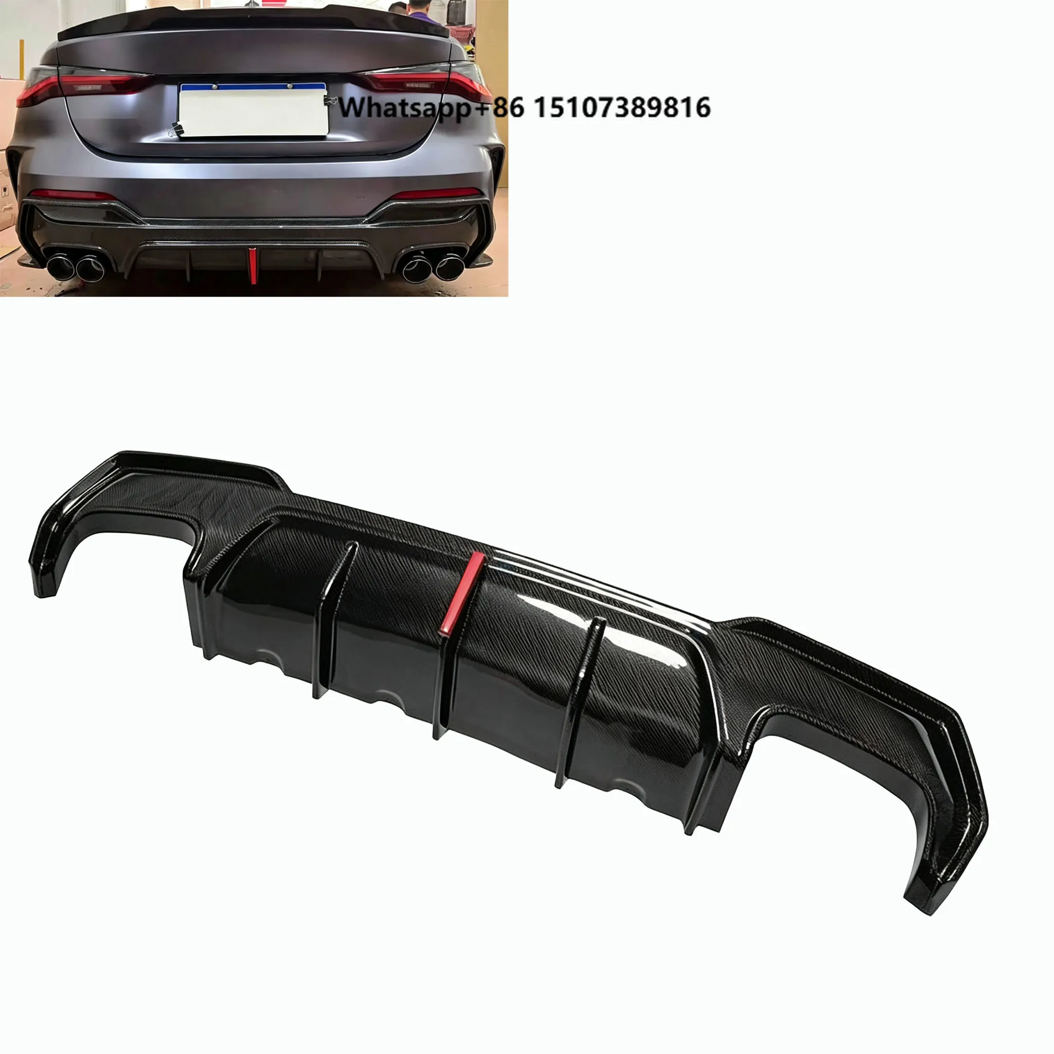 Carbon Fiber Rear Bumper Diffuser Lip Splitter with LED Light for G22 G23 M Sport 2021+ Rear Valance Trim Car Exterior Parts