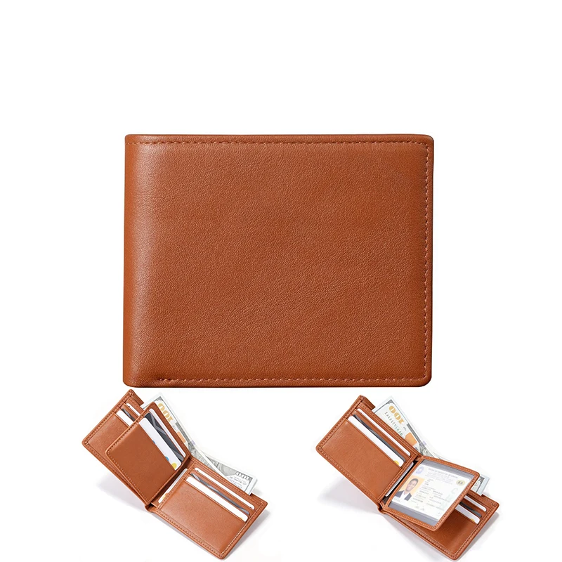 Full Grain Leather Wallet for Men, Handcrafted Travel Purses, Minimalist Slim Bifold Front Pocket Wallet with Anti-Theft RFID
