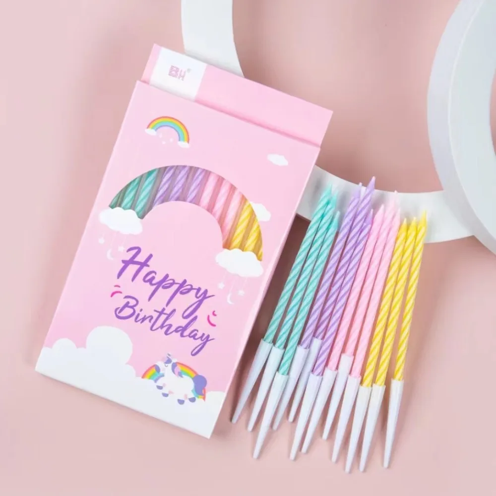 12pcs, Birthday Candles, Candy Color Birthday Party Photo Props, Rainbow Cake Decorations, Anniversary CakeCandles