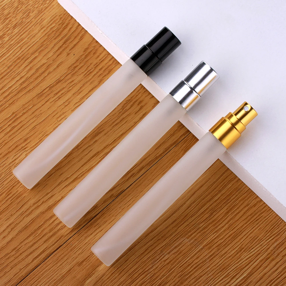 

50 Pcs/Lot 10ML Frosted Perfume Bottle Golden silver black Atomizer Spray Bottles Sample Print Pay for extra