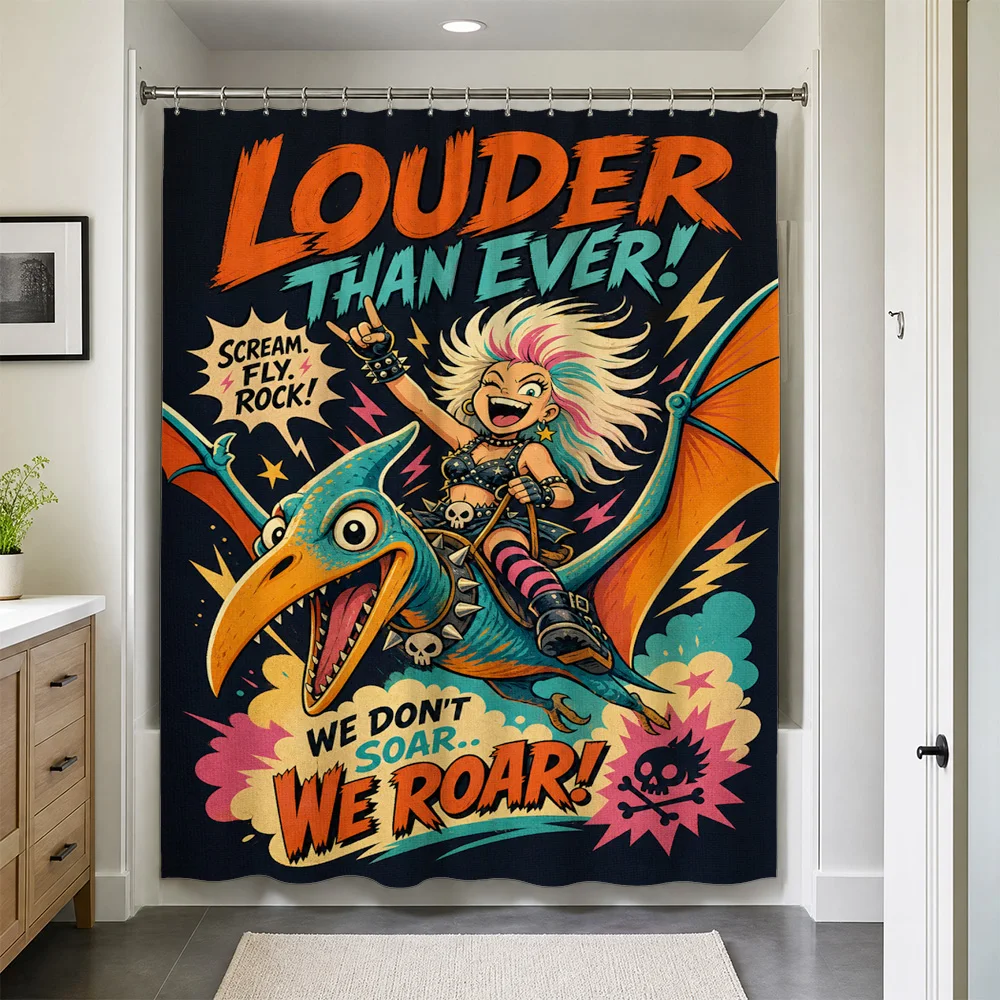 Waterproof Dinosaur Shower Curtain Liner Novelty Kids Bathroom Decor Roar Theme Fun Shower Stall Curtain Jungle Dino Print Acces