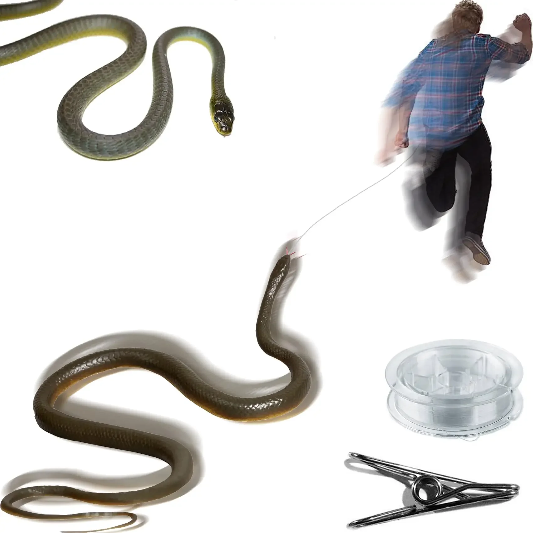Snake on A String Prank Props With String and Clip Simulation Snake Toy Fake Snake Prank Props For Teasing Friends Snake Prank