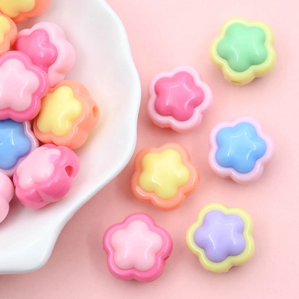 

18x17mm Cute Chubby Flower Acrylic Beads For Jewelry Making Diy Bracelet Necklace Keychain Accessory Handmade Loose Spacer Beads