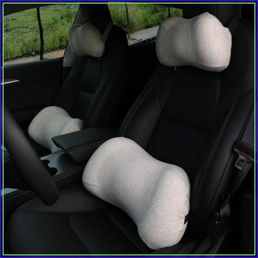 

Car Neck Pillow & Lumbar Support Set, Memory Foam Ergonomic Headrest and Back Cushion for Driving Fatigue Relief