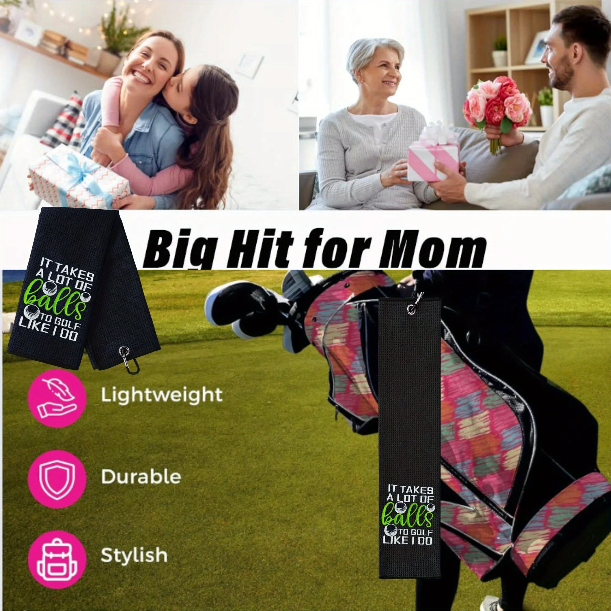 4 قطعة منشفة جولف مضحكة مناشف جولف مطرزة لحقائب الجولف مع مشبك هدايا نادي الجولف للرجال والنساء هدايا عيد الميلاد لكرة الجولف