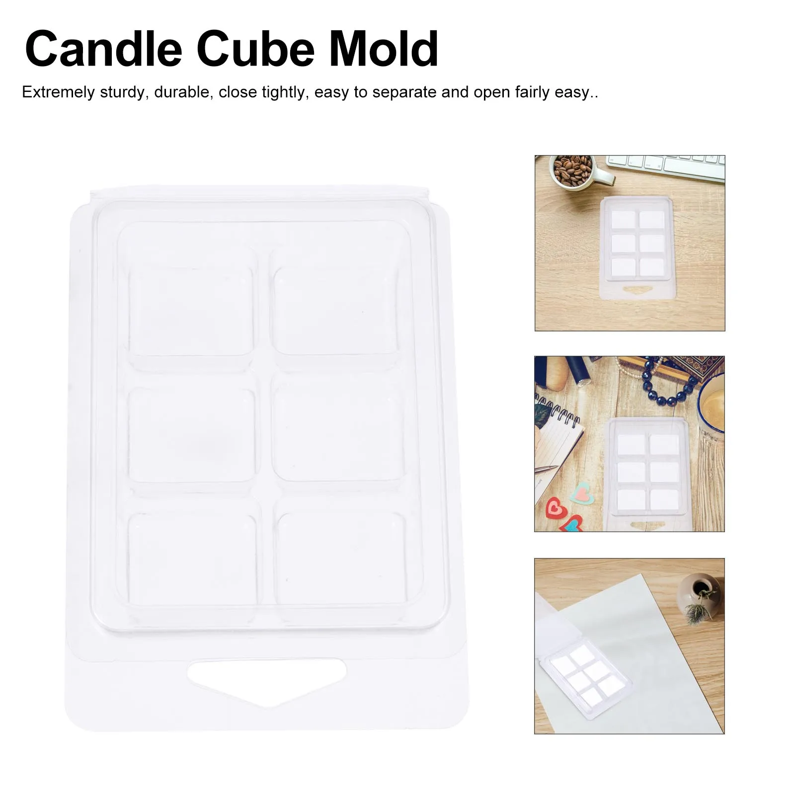 50pcs C Mold Wax Melt Clamshell Containers Cube Tray Durable Plastic Sealed Easy Perfect Making Tarts Soap Hardware