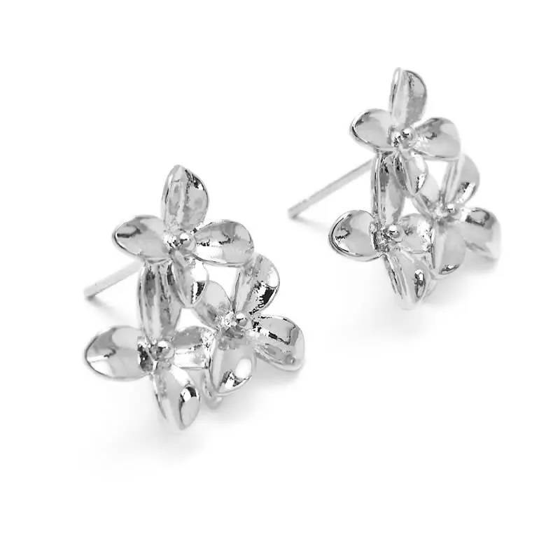 10PCS 16x14MM 18K Gold Color or Silver Color Brass Flower Stud Earrings Pins Jewelry Making Supplies Diy Findings Accessories