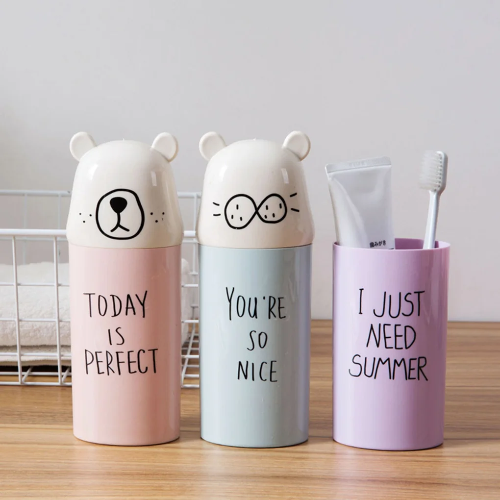 Portable Travel Bathroom Cartoon Water Cup Toothbrush Toothpaste Holder Mug Plastic Tooth Case