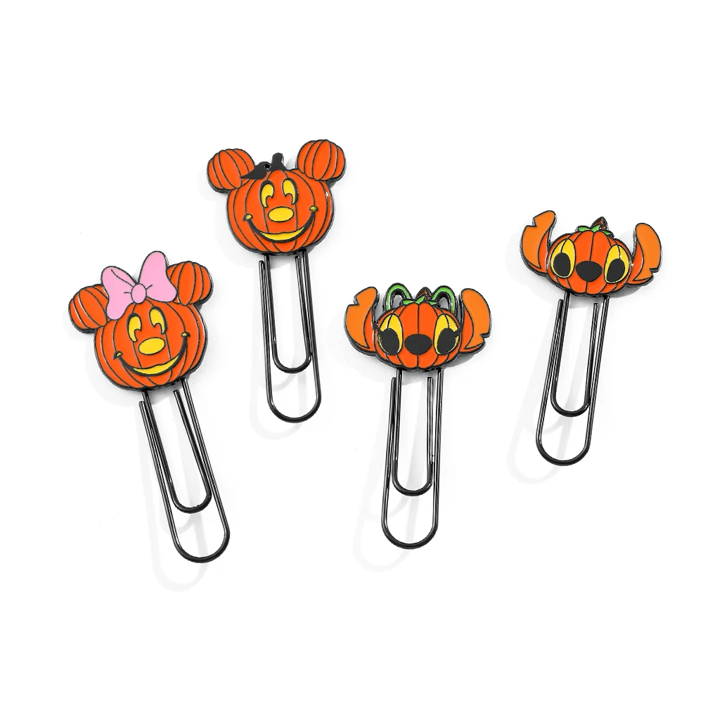 Disney-Halloween Metal Paperclipes Mulher e Homem, Acessórios para Marcadores, Presentes Halloween, Mickey, Minnie, Stitch and Angel, Pumpkin