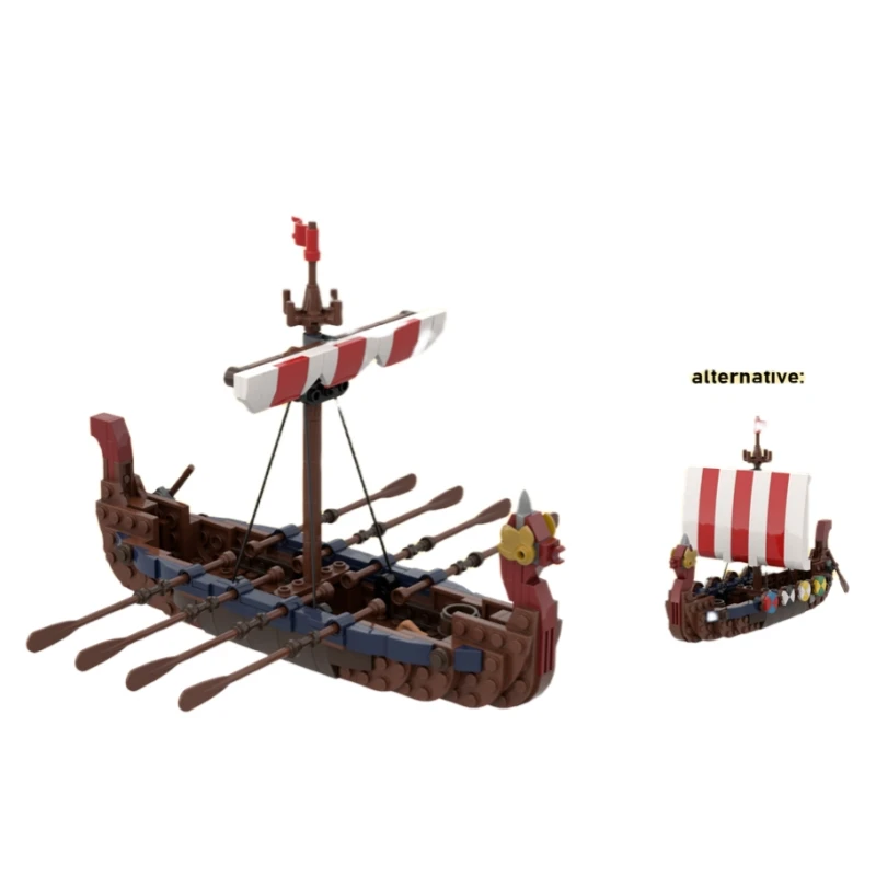 Medieval Boats Model MOC Building Bricks Viking World Ship Modular Technology Gifts Holiday Assemble Children Toys Suit