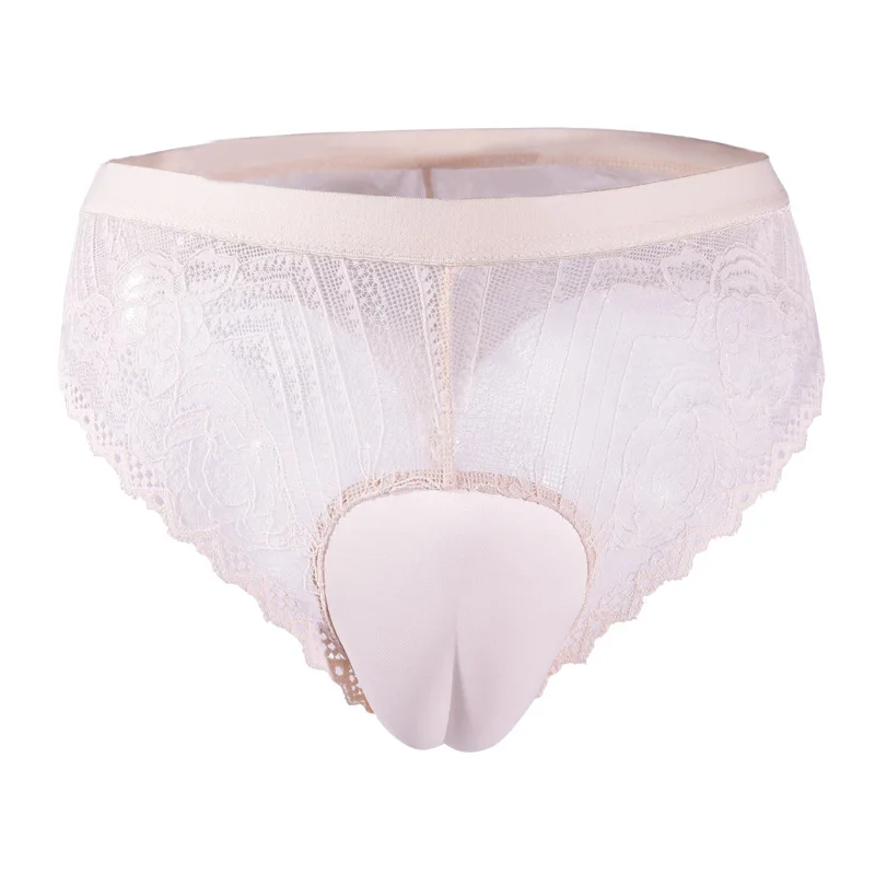 Pseudo-girl lace panties transparent T-shaped hidden lower body pants COS fake yin hidden