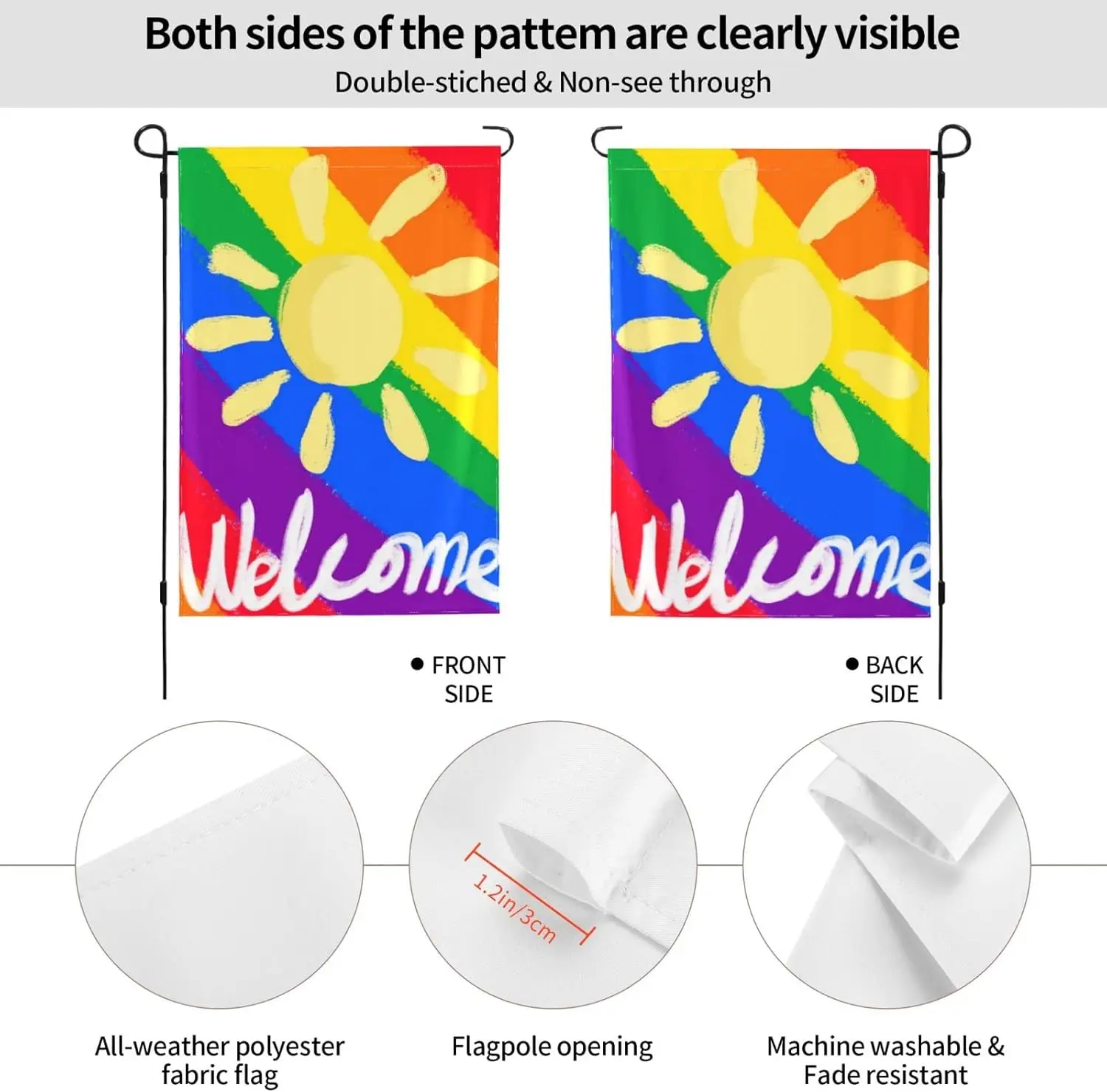 Pride Garden Flags, Welcome LGBTQ Progress Yard Flag Double Sided 12x18 Inch for Pride Month Lesbian Gay Bisexual Decorations In