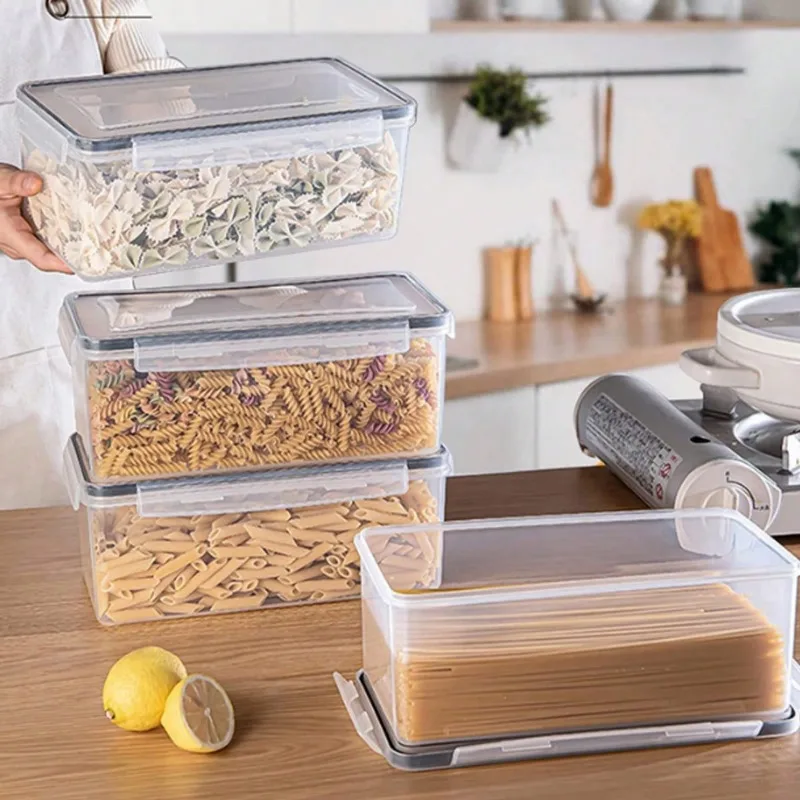 Food Storage Containers With Lids,Plastic Spaghetti Storage Box, PP Material Kitchen Pantry Organization And Storage