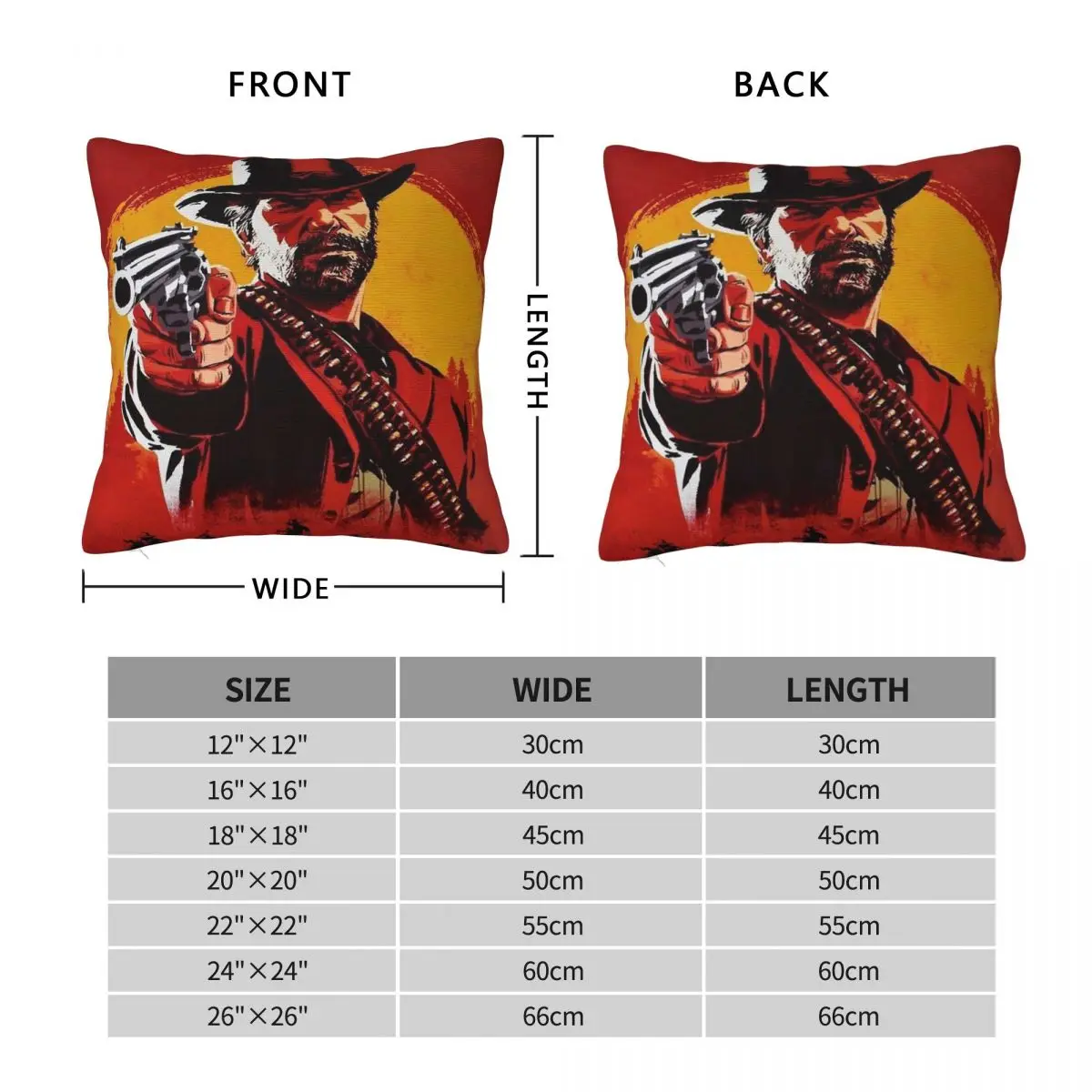 Rockstar Games Red Dead Redemption Square Pillowcase Polyester Linen Velvet Pattern Zip Decor Sofa Cushion Cover 18