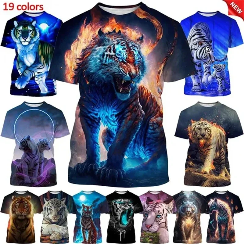 Tiger 3D T Shirt Men Women Children Summer Fashion Short Sleeve Printed Animal T-Shirt Cool Tops Tees Boy Girl Kids Top Clothing