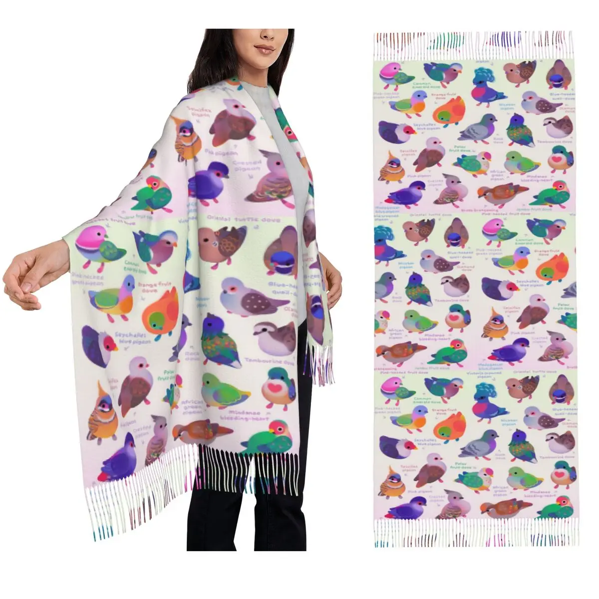 

Wild Pigeon Bright, именной шарф, шарфы с кисточками, женские мягкие теплые шали и накидки, длинная осенне-зимняя шаль