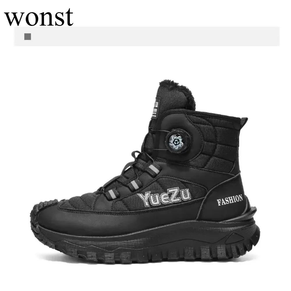 

2025 Winter New Swivel Buckle Fleece Waterproof Snow Boots Outdoor Non-slip and Wear-resistant Luxury Brand Wonst Boots Men