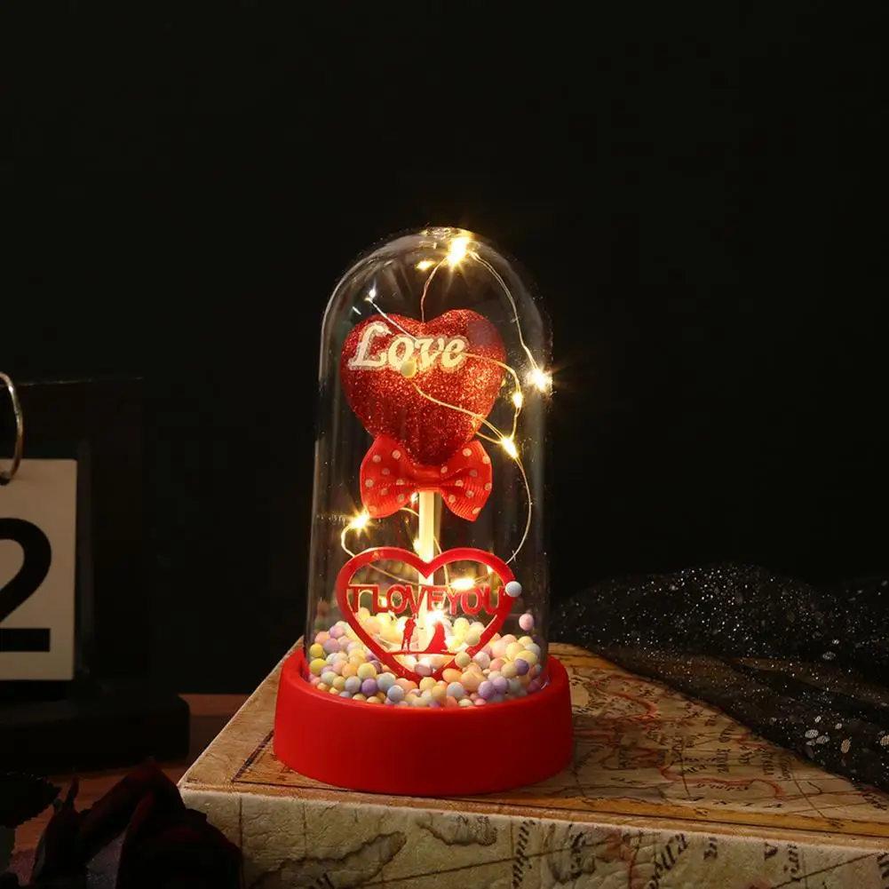 2 Pcs Love Heart in A Dome LED Light Up Heart Ornament Anniversary Valentine's Day Christmas Birthday Gift for Her Wife Mom