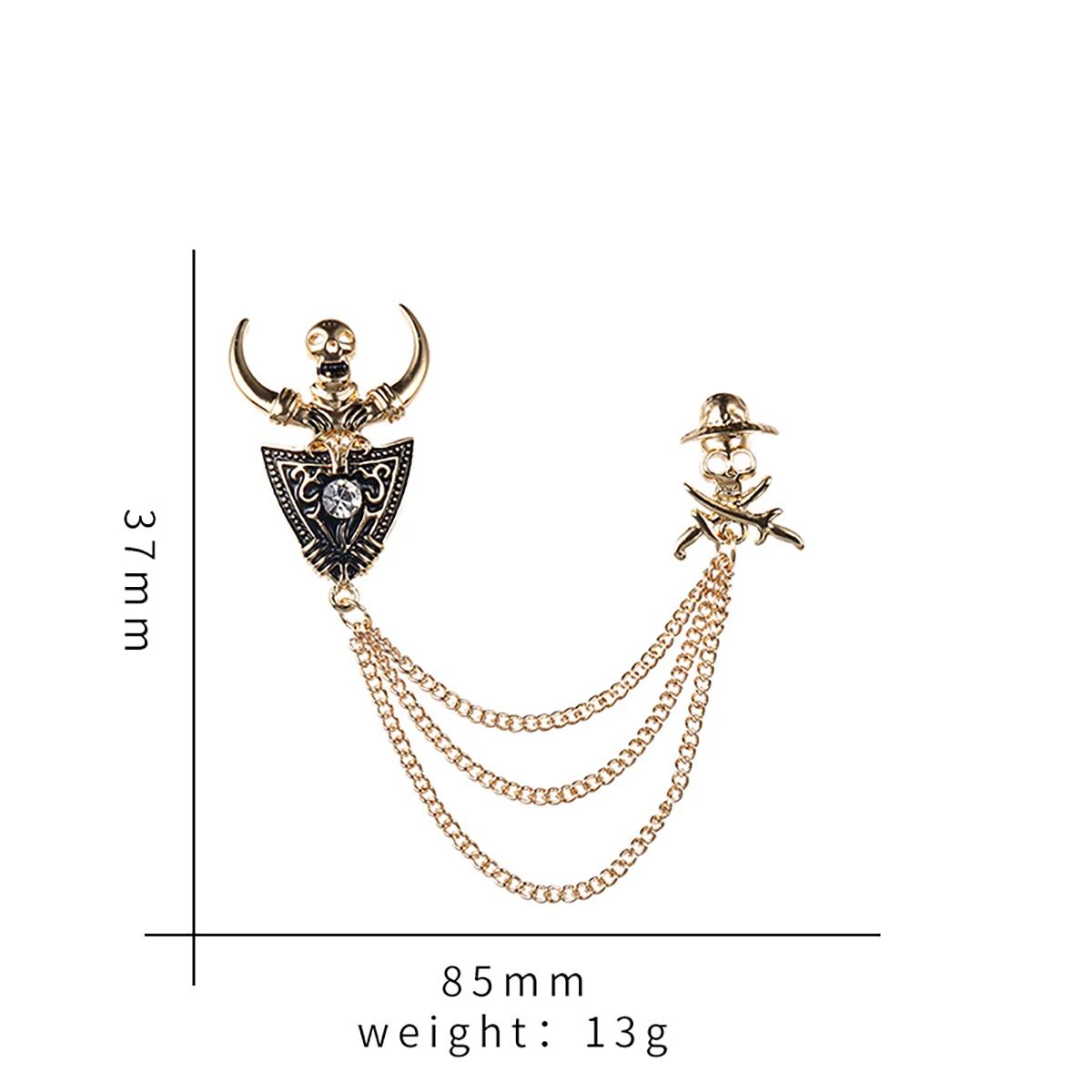 بروش رجالي فاخر أنيق مصنوع من خليط معدني مرصع بحجر الراين والكريستال دبوس على شكل زهرة وسلسلة على شكل طية صدر السترة لحفلات الزفاف