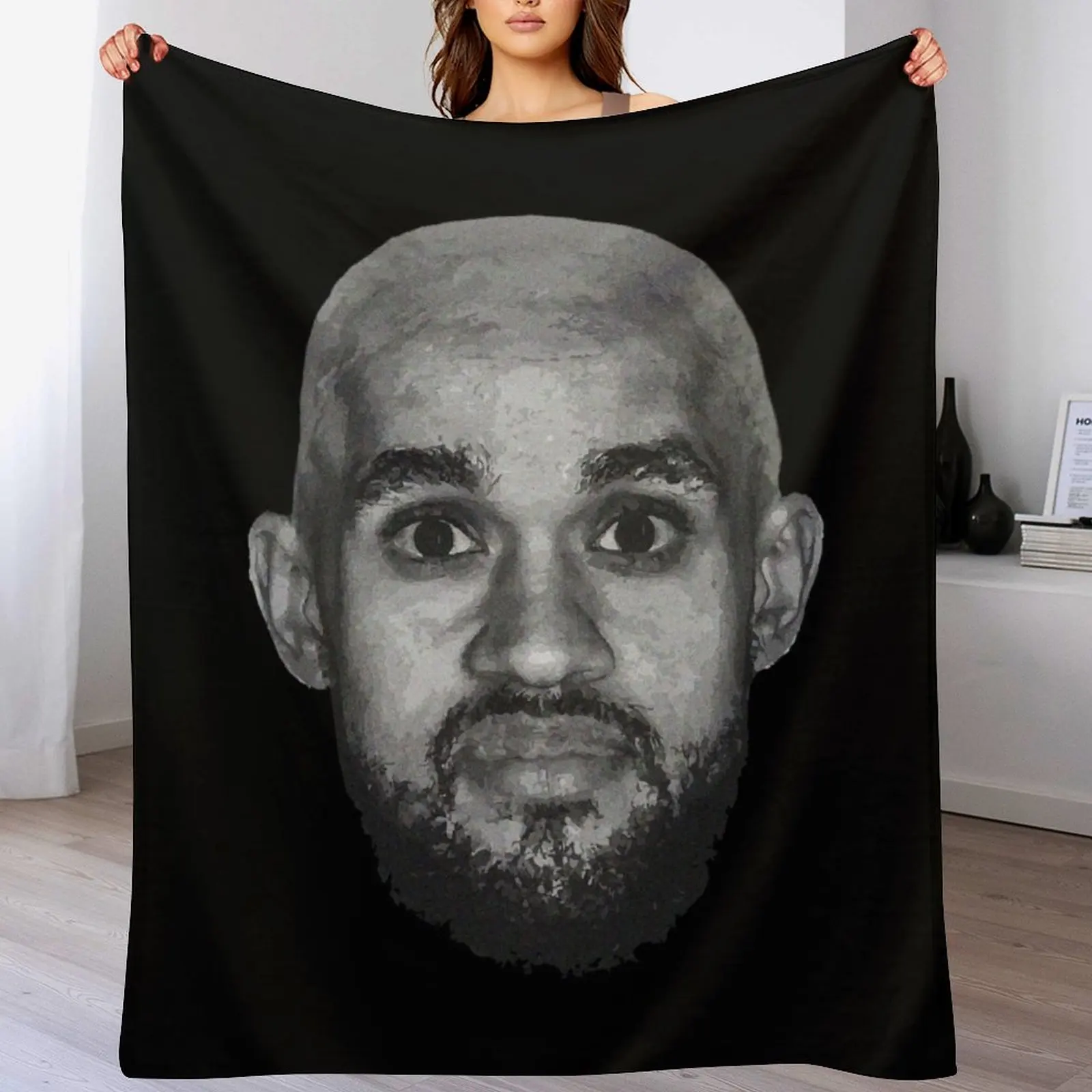 Bald Derrick White Funny Vintage Face Throw Blanket Travel Size Cozy Blanket for Plane Train