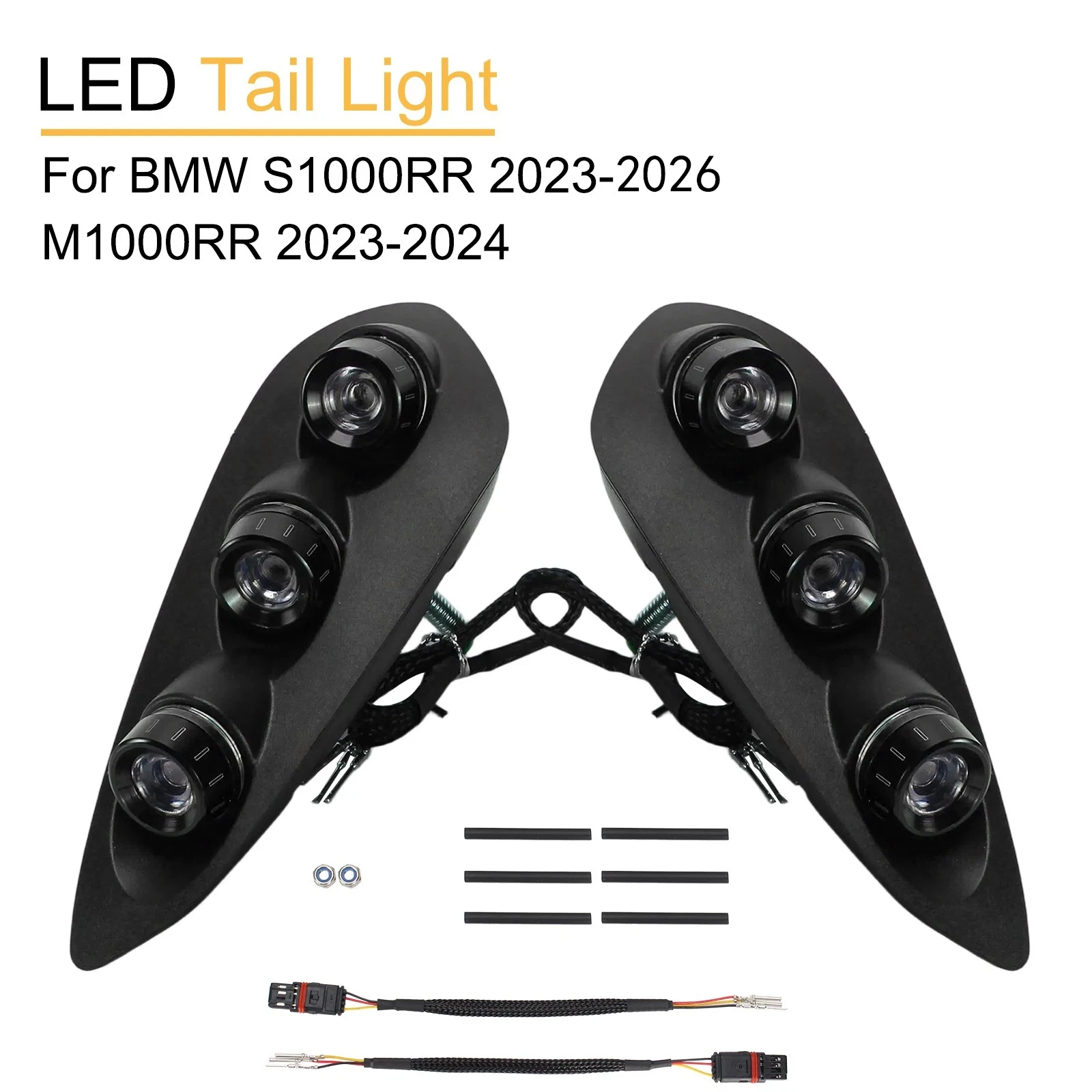 1 Para Czarnych Zintegrowanych Świateł Tylnych LED z Kierunkowskazami Wbudowanymi w Lampa, Sygnalizatory, Migacze do BMW S1000RR 2023-2026 M1000RR 2023-2024