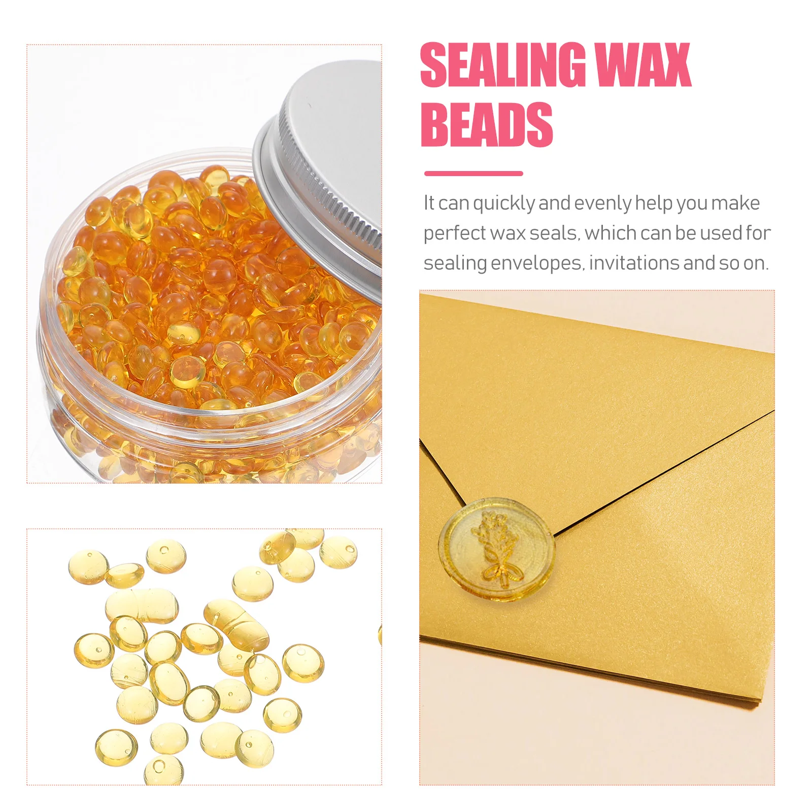 

Seal Wax Beads Pellets Clear Golden Stamp Envelope Letter Craft Project DIY Melting Quickly Cooling Easily Professional Personal