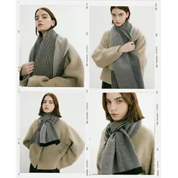 Sciarpa lavorata a maglia calda invernale sciarpa spessa a righe stile coreano a doppio uso scialle Slouchy fazzoletto da collo femminile avvolgere Bufandas Echarpe