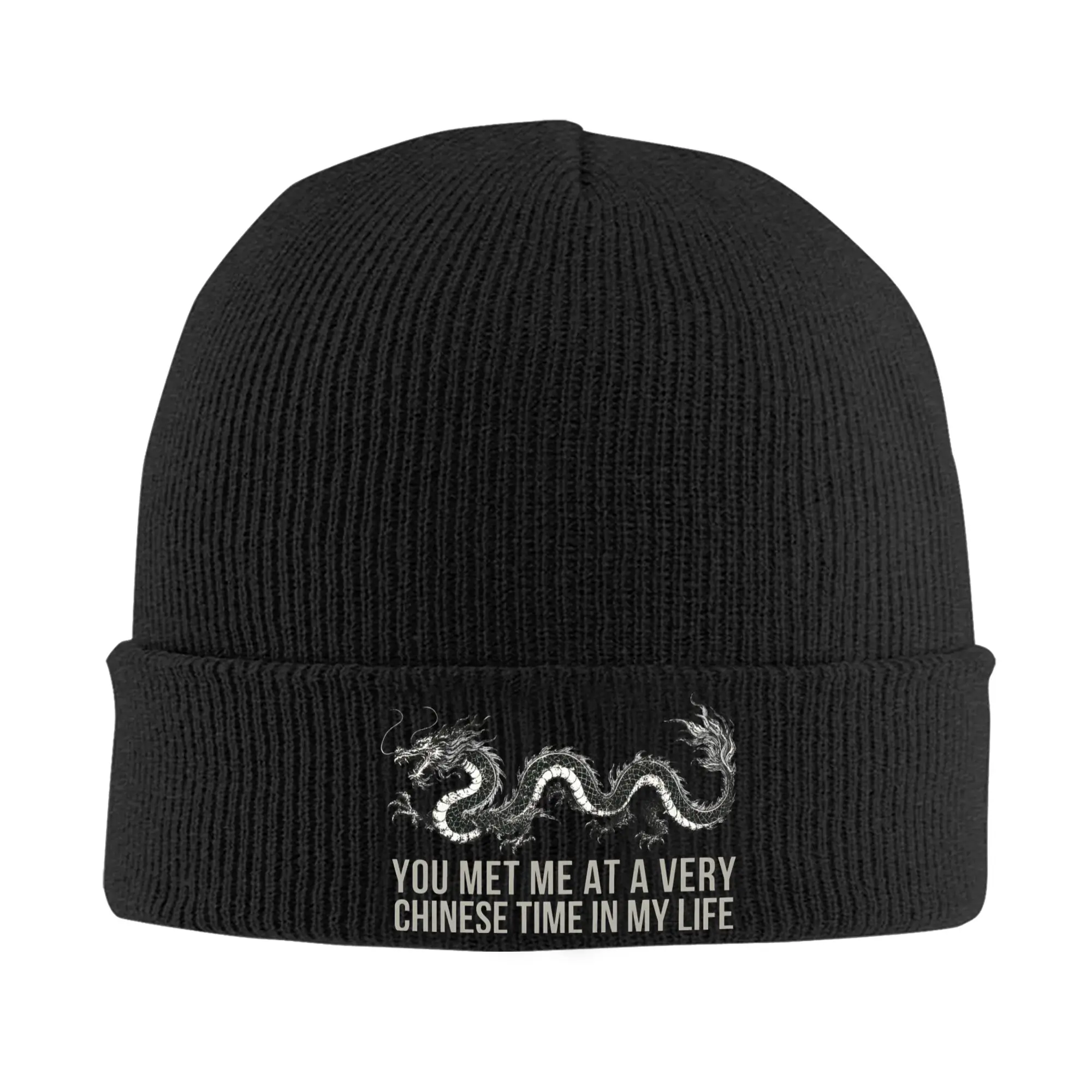 You Met Me At A Very Chinese Time In My Life Knitted Hat for Women Men Beanie Winter Hat Acrylic  Crochet Cap