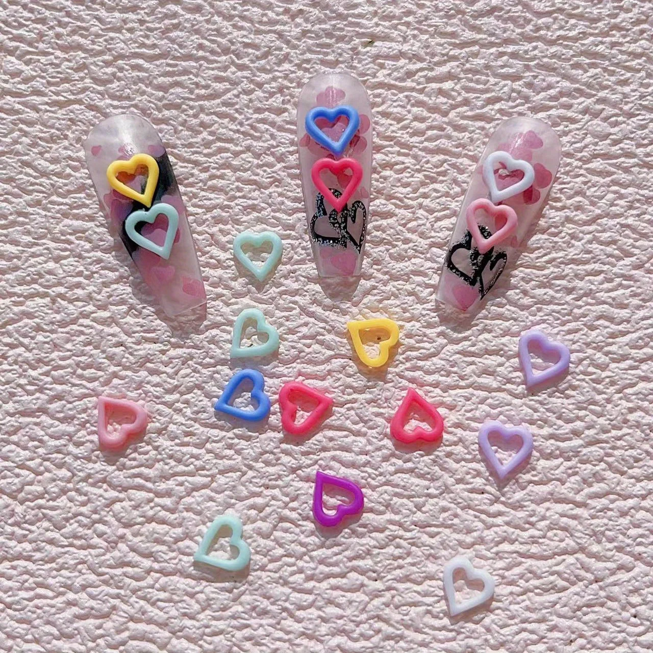 Décorations pour Nail Art en résine, 100 pièces, étoiles et cœurs creux, Gel crème coloré assorti, accessoires de bricolage pour Nail Art, Non parfumé