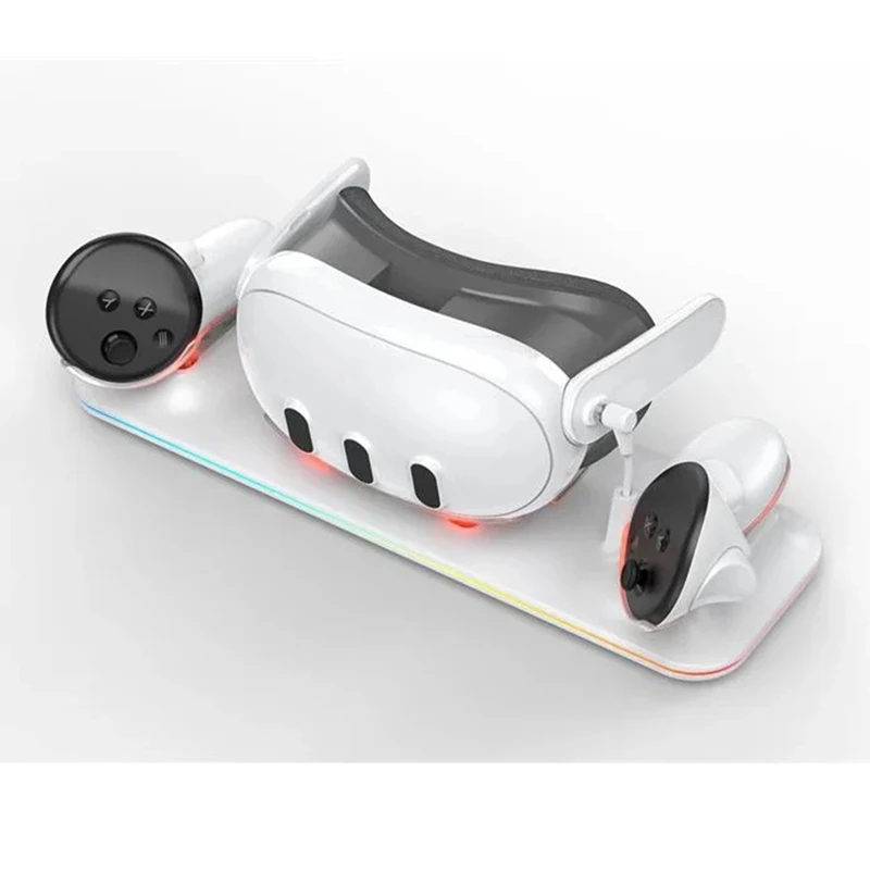 For Meta Headset Charger Base with Colorful VR Controller Charger Stand Gaming Accessories Black-A74P