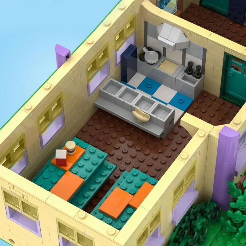 classic cartoon scene diorama bricks school blocks house town haus moc for fans building gift kid movie toy product decor set