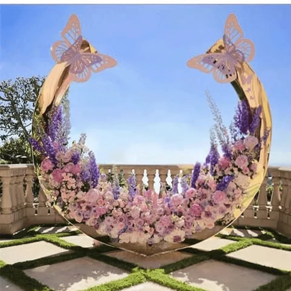 Classical Style Royal Wedding Backdrop Gold Flower Hollow Event Backdrop For Sale