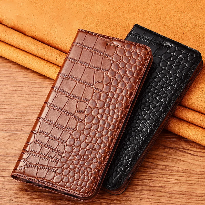 Crocodile Veins Genuine Leather Case For OPPO Realme Narzo 10 20 30 10A 20A 30A 50i 50A Prime Pro 5G Magnetic Flip Cover Cases