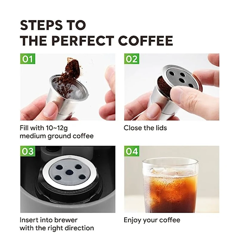 Coffee Machine Cycle Filling Use Stainless Steel Filter Cup K Cup For Keurig K-Supreme Plus (1 Hole)