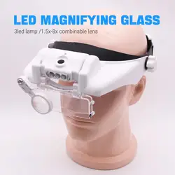 Hands-Free Magnifying Glasses With Illuminated 1.5x-8x Magnification USB Rechargeable For Solder Repair Watchmaking Maintenance