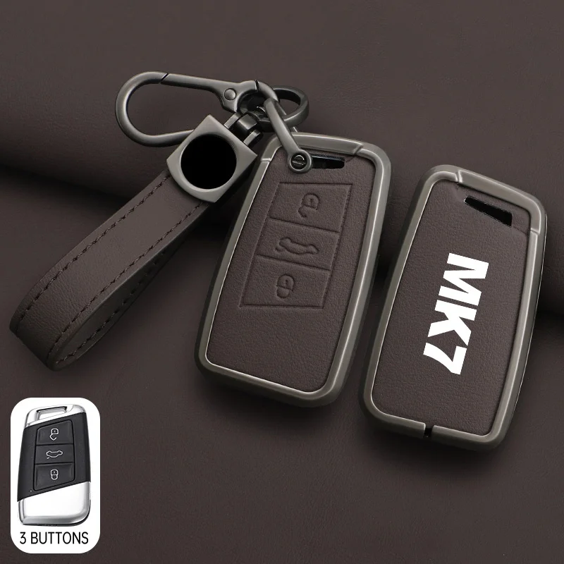 Zinc Alloy Car LOGO Key Case Cover Shell Cover Shell For VW Volkswagen Golf 7 MK7 Tiguan MK2 T-roc T-cross Skoda Octavia Kodiaq