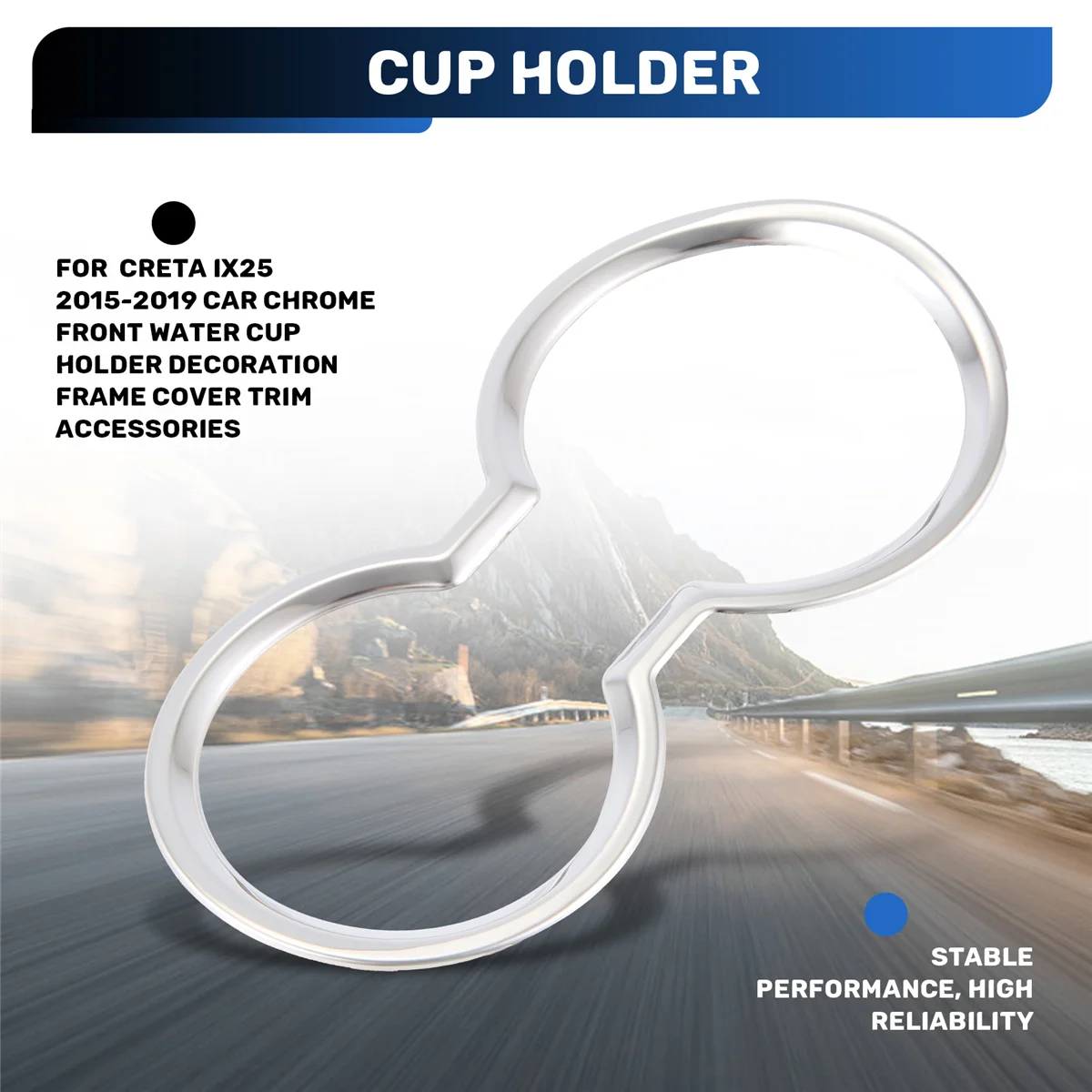 

Reliable-for Hyundai Creta Ix25 2015-2019 Car Chrome Front Water Cup Holder Decoration Frame Cover Trim Accessories-ABIQ