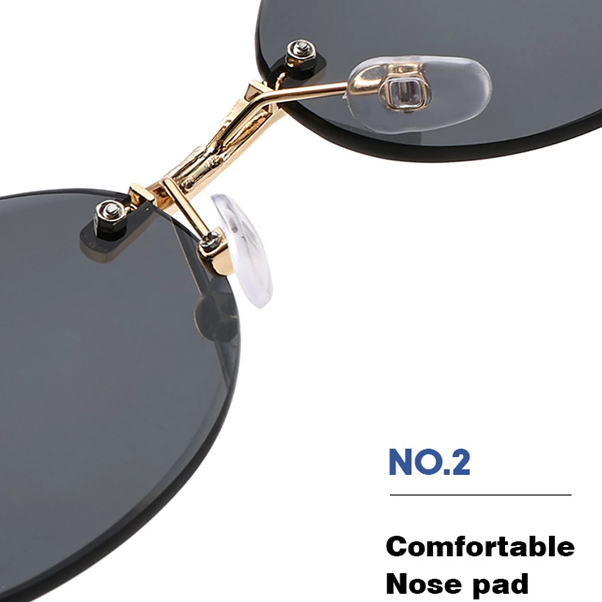 Trendige Sonnenbrille mit geschnittenem Rand, personalisierbar, ovaler Rahmen, neue rahmenlose Spicy Girl Hip-Hop-Sonnenbrille, Metall-DAMEN-Sonnenbrille, Herren-Su – Detail 2