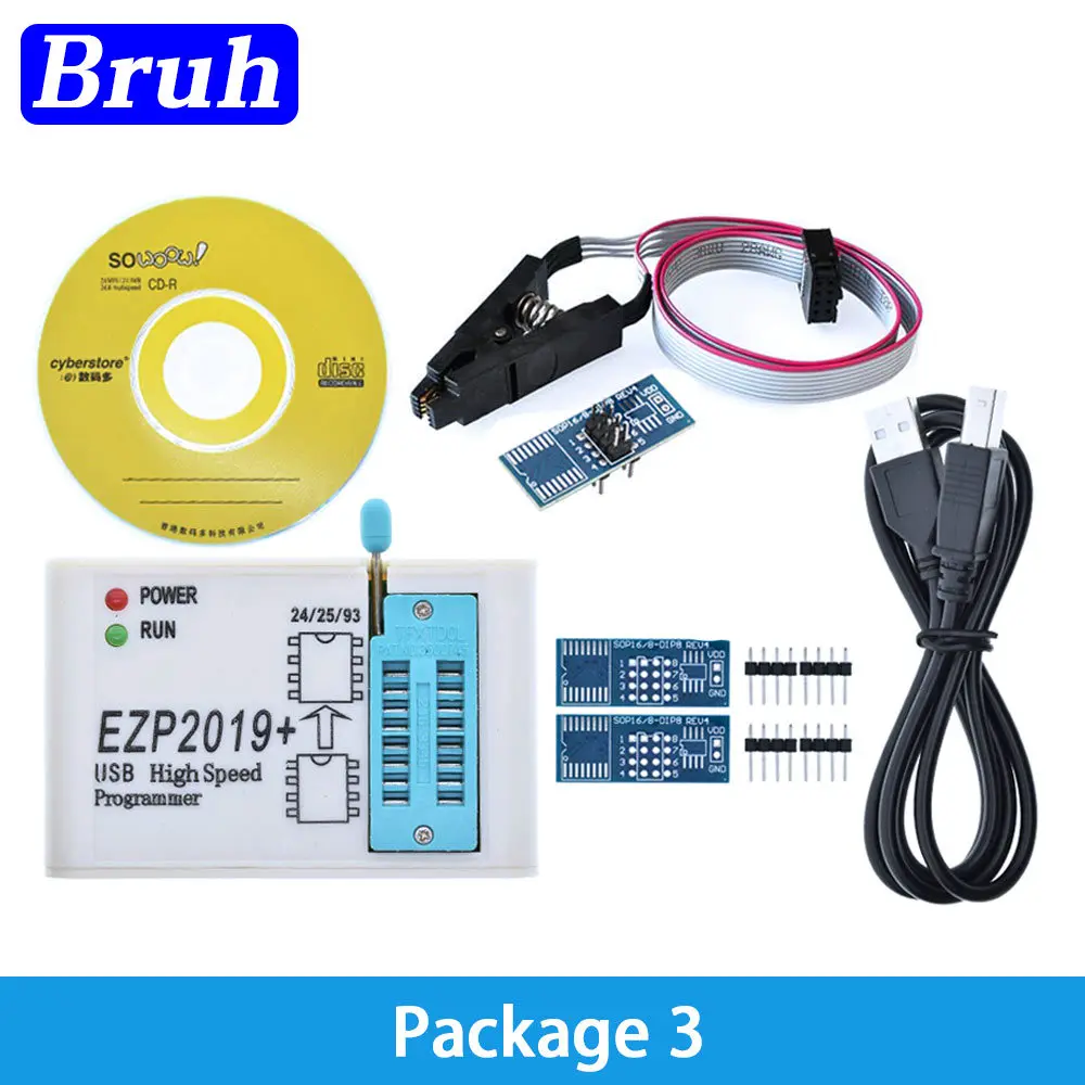 Overseas Newest Version EZP2019 High-speed USB SPI Programmer ezp 2019+12 Adapters Support 24 25 93 EEPROM 25 Flash BIOS Chip